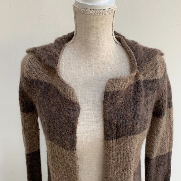LOFT Cabana Stripe Long Sleeve Sweater Cardigan with High Collar - Picture 6 of 14